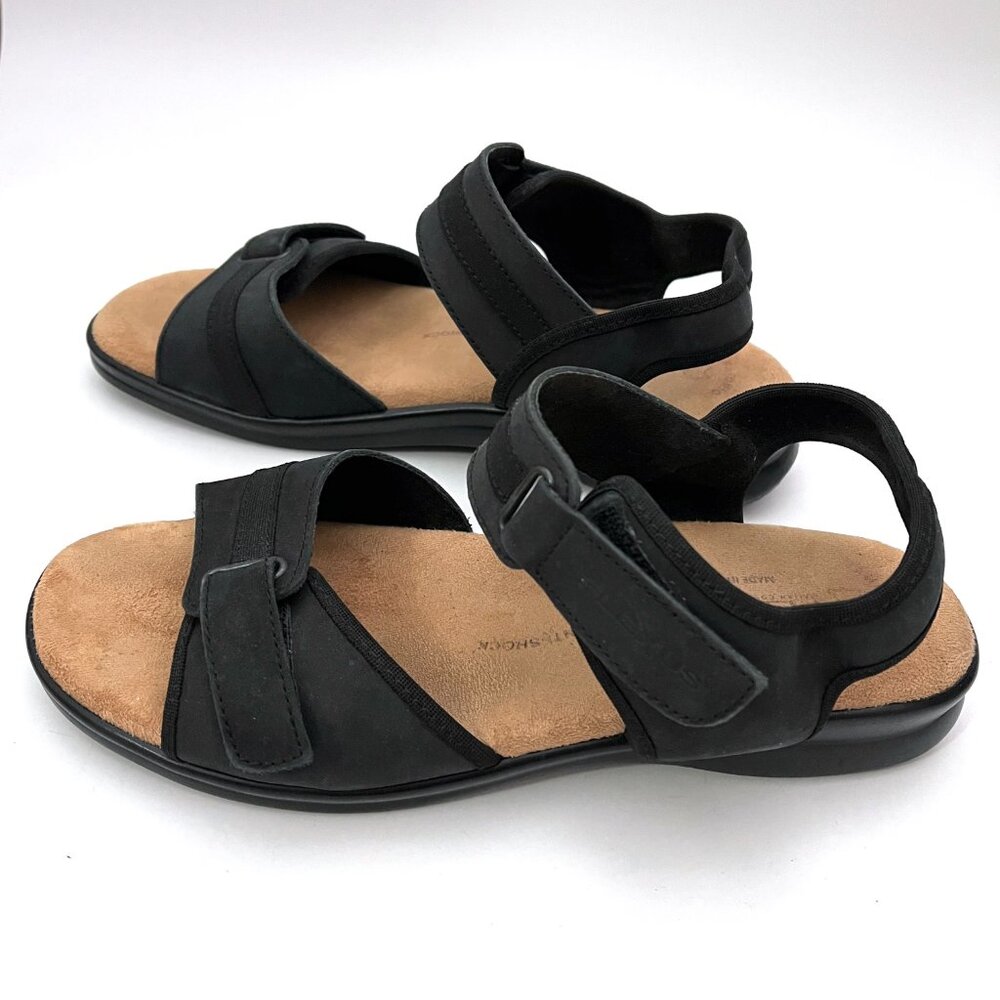 Flexus Sandals Made in Italy Black Leather Comfort Ankle Strap Spring Step - Picture 7 of 12